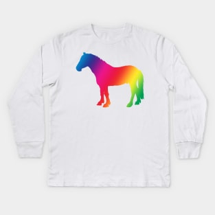 Horse rainbow silhouette Kids Long Sleeve T-Shirt